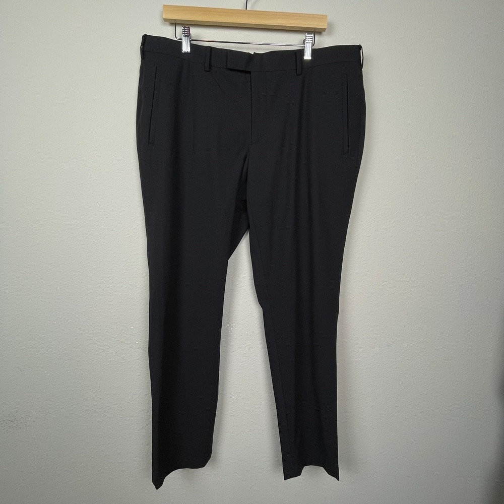 Sene Men's Pants Sz 38x32‎ Black Dress Flat Front Chino Trousers Polyester